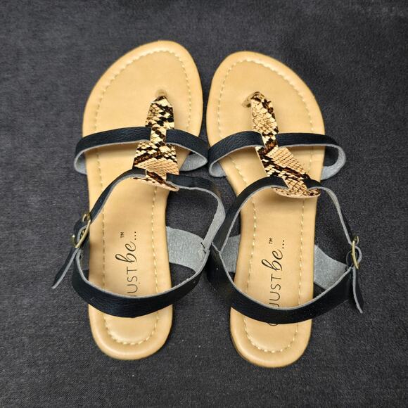 Just Be Animal Print Thong Sandals w. Adjustable Ankle Straps - Picture 3 of 6